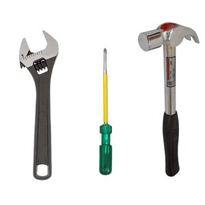 Outils à main, kit d'outils à main pour usage domestique, ensemble d'instruments à main et outils Combo avec 10" Clé réglable, marteau à griffe & 2-In-1 Tournevis Durable & Outils à longue durée de vie, Accessoires en acier allié