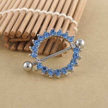 yingyy Anneaux de Perçage pour Mamelon en Strass Cristal, Anneau de Perçage pour Mamelon en Strass Cristal, Anneau de Perçage pour Mamelon, Anneau pour Barre, Bijou de Perçage Corporel, Anneau pour Mamelon