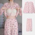 thumbnail image 2 of cfhntfmh Ensembles de Pyjamas pour Femmes avec Soutien-Gorge Intégré Décontractés à Manches Longues Col Ras du Cou Chemises de Nuit avec Pantalon Long Doux Ensemble de Vêtements de Nuit, 2 of 4