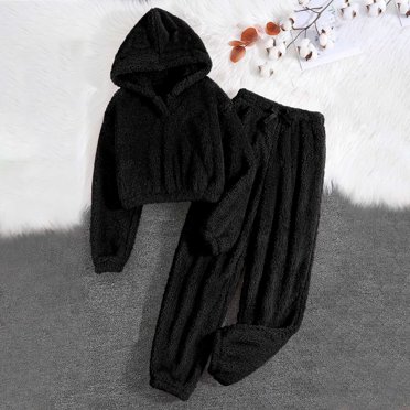 TopLLC Ensembles de Pyjama Ensembles de Détente pour Femmes, Vêtements de Nuit pour Femmes Ensemble de Pyjamas pour Femmes Pantalon en Molleton Ample à Capuche en Peluche Vêtements de Nuit Ensemble de Pyjama 2 Pcs Tenue d'Intérieur Chaude Ensembles de Pyjama