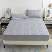Deeceymbur Quilted Full Double Size Mattress Pad Cover Non Slip Breathable Polyester for All Seasons Home Hotel
