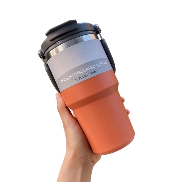 Gobelets de Voiture à Double Consommation de Grande Capacité (Orange 600 Ml)