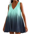 thumbnail image 1 of FAIWAD Womens Oversized Patchwork Dresses Summer Loose Gradient Sleeveless V Neck Pleated Mini Sundress, 1 of 6