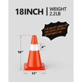 thumbnail image 3 of BATTIFE 12 Pack Traffic Safety Cones 18 Inch with Reflective Collars PVC Orange Construction Cones for Home Driveway Road Parking Use, 3 of 5