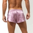 thumbnail image 4 of EOYWHK Satin Underwear for Men 5" Inseam Pajama Boxer Short Split Side Elastic Waist Ruffle Hem Sleepwear, 4 of 4