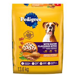 PEDIGREE with Bacon Flavoured Bites Adult Dry Dog Food Roasted Chicken & Vegetable Flavour 13.6kg