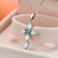 thumbnail image 4 of Unisex Cross Pendant Necklace Female Summer Clavicle Chain Opal Rhinestone Jewelry, 4 of 9