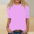 thumbnail image 1 of CFLVAEK T-Shirts Classiques à Manches 1/2 pour Femmes Grande Taille, Col Rond Décontracté, Blouse Unie, T-Shirts Confortables pour Dames 2025, Hauts de Sortie, 1 of 5