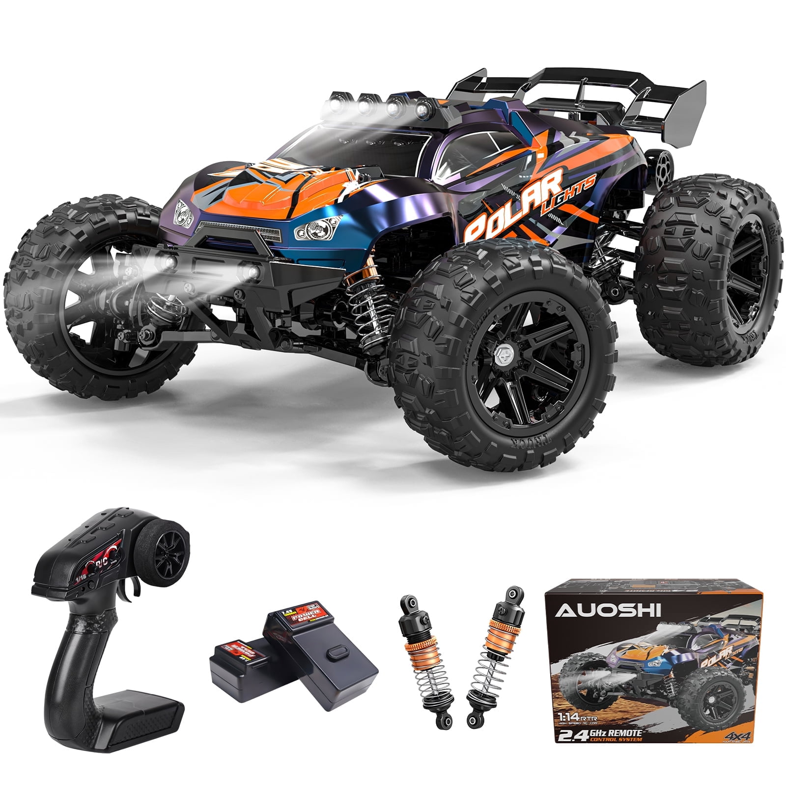 AUOSHI Fast RC Cars for Adults 40+MPH All Terrain High-Speed & off-Road Remote Control Car, 4WD 1:14 Scale RC Truck with 70 Min Runtime, 2 Batteries Gifts Toys for Kids Purple