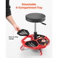 thumbnail image 3 of KFFKFF Tabouret de Mécanicien Roulant avec Roues, Siège de Garage/tabouret de Travail Capacité de 300 Lb, Hauteur Réglable (16,5-21,7 Po) Siège à Roulettes pour Rampe avec Plateau à Outils, 3 of 9