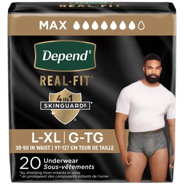 Depend Real Fit sous-Vêtements pour Hommes pour l'Incontinence, Absorption Maximale (Petit/moyen et Grand/très Grand)