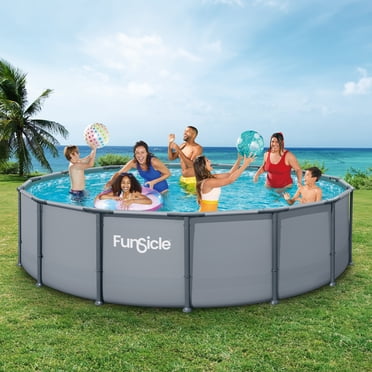 Piscine hors terre Funsicle Oasis de 4,57 m x 1,07 m, structure métallique, pompe de filtration et écumeur 2 en 1, à partir de 6 ans