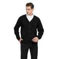 thumbnail image 4 of TOPTIE Cardigan pour Homme Coupe Décontractée Col en V Coton-Noir-P, 4 of 8