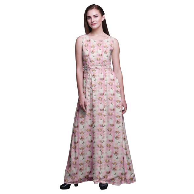 Bimba Robe Longue Sans Manches pour Femmes à Imprimé d'Oiseaux Style Chic Maxi-Robe-Xxx-Grand