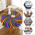 thumbnail image 4 of Abstract Rainbow Tablecloth, Retro 1960 1970s Style Colorful Summer Hippie Sunburst Groovy Swirl Print Table Cloth Cover for Home Dining Room Party, Round(60x60in), 4 of 6
