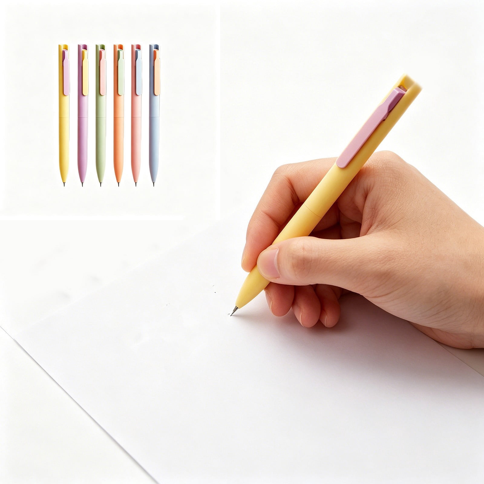 Werulen 6 Pack Smooth Press Style Multicolored Gel Pens, Hand Journal Daily Note Marking Office Document Draft Writing, Journaling Pen, Color Mark Pen, Office Writing Tool