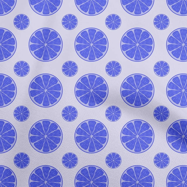 oneOone Velvet Blue Fabric Fruits Lemon Slice Craft Projects Decor Fabric Printed By The Yard 58 Inch Wide