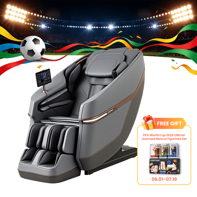 COSTWAY Relaxation48 Full Body Zero Gravity Massage Chair, SL Track Massage Recliner w/Airbags, Back & Waist Heater, Foot Rollers, Voice Control, Auto Shoulder Scan