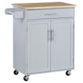 thumbnail image 1 of HOMCOM Kitchen Island Cart with Rubber Wood Top Utility Serving Cart, 1 of 10