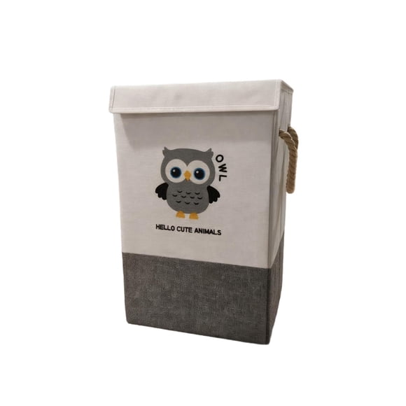 GROWTH TANK Cotton Linen Collapsible Storage Bin Folding for Laundry Clothes Living Room Owl