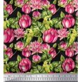 thumbnail image 1 of Soimoi Viscose Chiffon Fabric Parrot,Leaves & Lotus Floral Print Fabric by the Yard 42 Inch Wide, 1 of 3