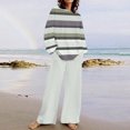 thumbnail image 1 of TIMIFIS Ensemble 2 Pcs d'Automne pour Femmes, Décontracté, Ample, Col Rond, Rayé, Haut à Manches Longues et Ensemble Pantalon à Jambe Grand Uni, 1 of 5