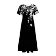 thumbnail image 3 of Pisexur Robes d'Été pour Femmes Col Rond Robe Fluide Plissée Tendance Manches Courtes Mode avec Poche Plage Été Évasée Imprimé Floral 2024 Robes, 3 of 4