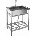 thumbnail image 2 of EDTara Single Bowl Stainless Steel Utility Sink with Faucet Set, Sturdy Freestanding Design for Laundry Room, Kitchen, Garage, or Outdoor Use, 2 of 7