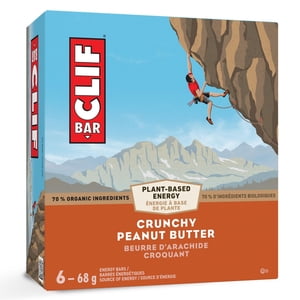 CLIF BAR, Crunchy Beurre d'arachide Bar, 70% Ingrédients organiques, sans arômes artificiels