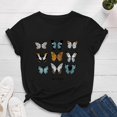 thumbnail image 1 of SMihono Hauts pour Femmes Été Décontracté Mode Féminine Décontracté Ample Imprimé Papillon Col Rond T-Shirt Grande Taille, 1 of 3