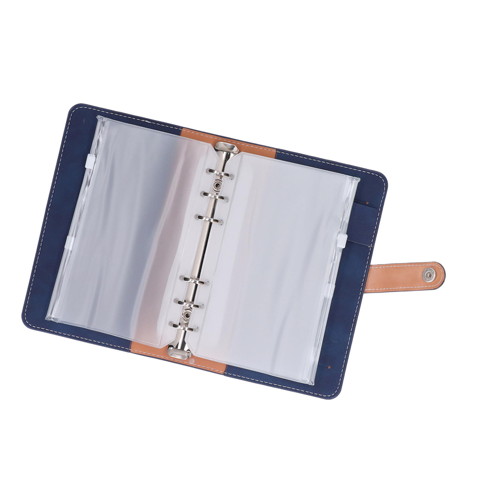 Cash Binder, A6 Portable Soft Waterproof Savings Binder  For Travel Journals For Daily Planners Brown,Blue