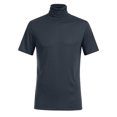 thumbnail image 4 of Birdeem Hommes Décontracté Printemps Été Uni Col Montant pour Amincissant Manches Courtes Col Roulé Hauts Blouse Chemises, 4 of 7