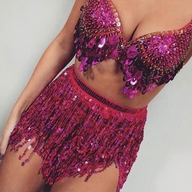 Langgg Tassel Skirts Must-Have For Dance Parties Making Focus Dance Costumes red