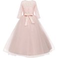 thumbnail image 5 of Robe Longue en Dentelle Florale Vintage pour Filles Manches 3/4 Robe de Soirée de Mariage Robe de Danse Formelle, 5 of 5