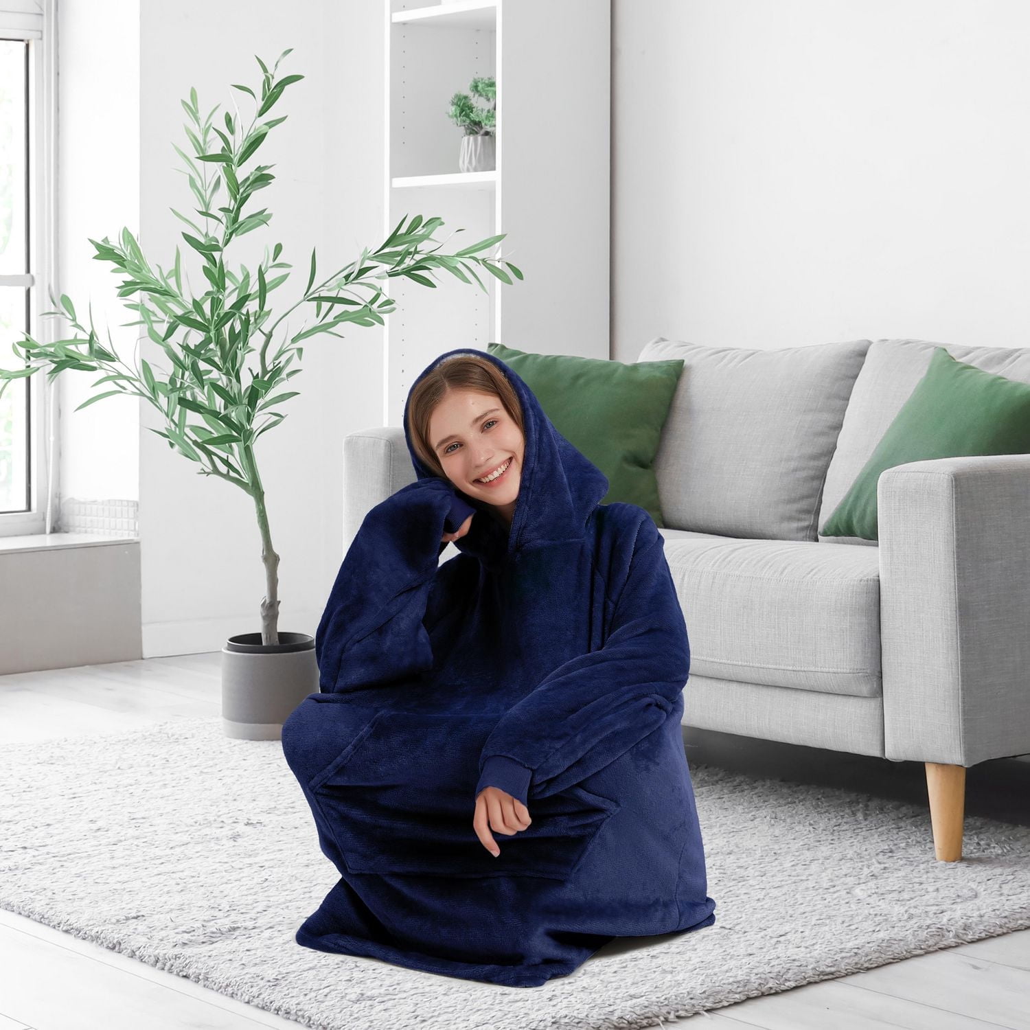 Sweat à capuche portable Marina Decoration avec manches et poche géante, couverture à capuchon surdimensionnée en peluche confortable pour adultes