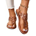 thumbnail image 1 of LSLJS Glamorous Outdoors T-strap Flat Sandals Women Flower Decor Toe Post Thong Sandals, Womens Flip Flops, 1 of 9