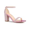 thumbnail image 1 of BLISSFUL STEP Women's Open Toe Ankle Strap Buckle Block Heels Glitter Sandals Pink 9, 1 of 8