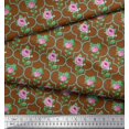 thumbnail image 3 of Soimoi Tissu en Voile de Coton Design Quatrefoil, Imprimé Floral Feuilles & Roses au Mètre 42 Pouces de Large, 3 of 3