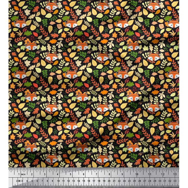 Soimoi Poly Georgette Fabric Pizza,Cake & Croissant Food Decor Fabric Printed Yard 42 Inch Wide