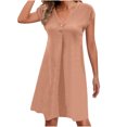 thumbnail image 1 of Fshaion Robe d'Été pour Femmes 2024 Grande Taille Col en V Décontractée à Boutons Manches Courtes Mini-Robe Liquidation à Moins de 10!, 1 of 5