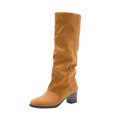 thumbnail image 2 of Women's Winter Thick High Heel Pointed Sleeve High Tube Suede Boots In Solid Color, 2 of 8
