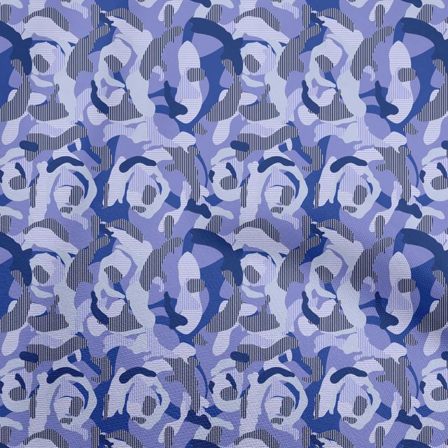 oneOone Cotton Silk Medium Blue Fabric Abstract Craft Projects Decor Fabric Printed By The Yard 42 Inch Wide