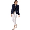 thumbnail image 3 of INSPIRE CHIC Caban Court d'Hiver pour Femme à Revers Cranté en V, Double Boutonnage, 3 of 6