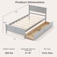 thumbnail image 3 of Gymax Twin Size Wooden Bed Frame w/ 2 Storage Drawers & Under-bed Storage Gray, 3 of 9