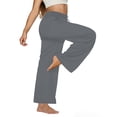 thumbnail image 4 of Jogging Pants for Women, Plus Size Wide Leg Straight Cut Casual Loose Fit with Drawstring and Side Pockets, Black, XXL, 4 of 8