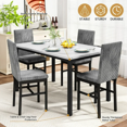 thumbnail image 4 of Stmoze Dining Table and Chairs Set for 4,  Faux Marble Kitchen Table Set with 4 Velvet Dining Chairs, 5 Pieces Rectangle Dining Table Set, Modern Dining Room Set for Small Space, White+Gray, 4 of 8