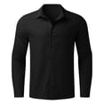 thumbnail image 4 of Kcodviy Homme Été Uni Décontracté Col Rabattu Grande Taille Chemise Ample Manches Longues Homme Col Rabattu Justaucorps Adulte Homme Chemise Manches Longues, 4 of 5