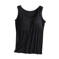 thumbnail image 2 of UPPADA Womens Crewneck Tank Tops Summer Sleeveless Scoop Neck Tees Solid Color Basic Slim Fitted Cami Shirts Womens Tank Tops Camisole Top Built In Bra Adjustable Straps,Clearance on sale, 2 of 4
