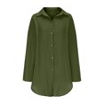 thumbnail image 5 of hotojiny Robe Chemise Boutonnée pour Femmes Coton Lin Manches Longues Roulées Tunique Robe Fente Latérale Couverture de Plage Blouse Hauts Robe d'Été, 5 of 5