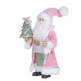 thumbnail image 4 of HOLIDAY TIME 16 IN Light Skin Tone Pink Robe Santa Figurine, 60% Polyester 40% PP Santa Statue Holding Mini Christmas Tree Tabletop Decor, 4 of 5